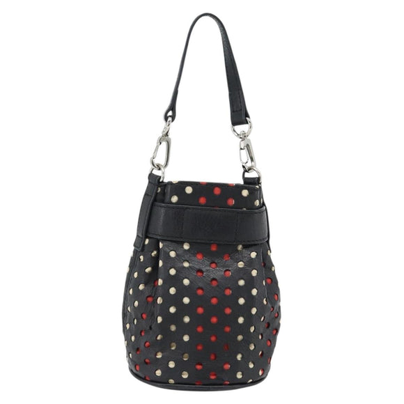 Vivienne Westwood Hand Pouch Bag Leather Black Silver Auth 181785A