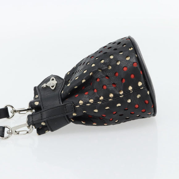 Vivienne Westwood Hand Pouch Bag Leather Black Silver Auth 181785A