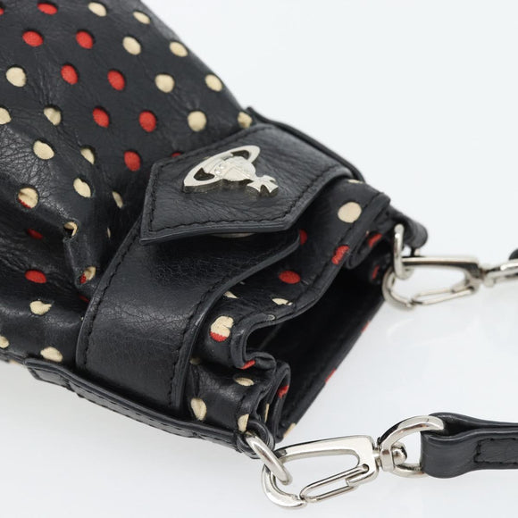 Vivienne Westwood Hand Pouch Bag Leather Black Silver Auth 181785A