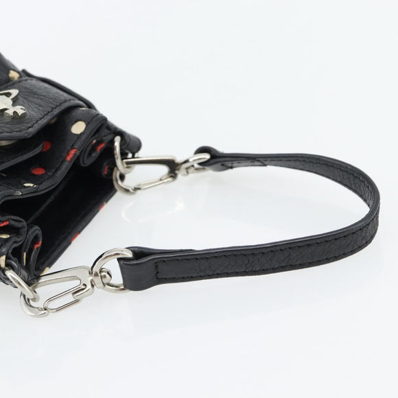 Vivienne Westwood Hand Pouch Bag Leather Black Silver Auth 181785A