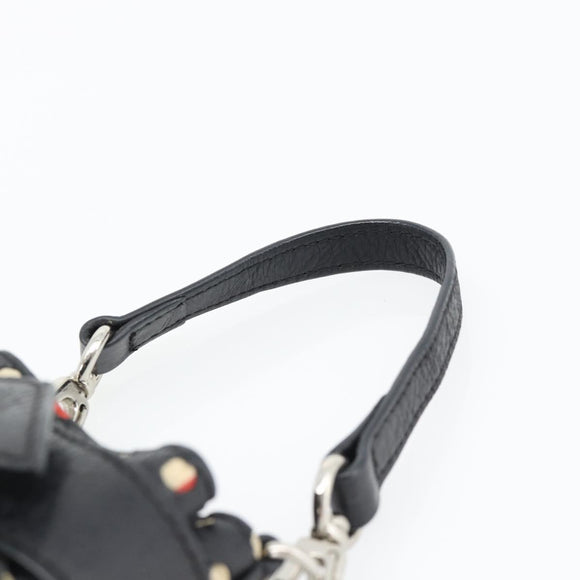 Vivienne Westwood Hand Pouch Bag Leather Black Silver Auth 181785A