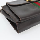 GUCCI Web Sherry Line Shoulder Bag Leather Brown Red Green Auth 181788-14