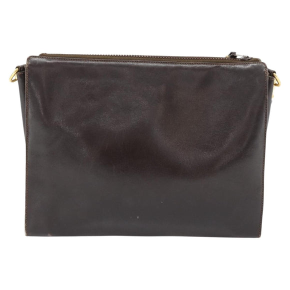 GUCCI Web Sherry Line Shoulder Bag Leather Brown Red Green Auth 181788