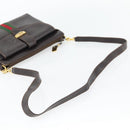 GUCCI Web Sherry Line Shoulder Bag Leather Brown Red Green Auth 181788-7