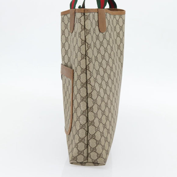 GUCCI GG Supreme Web Sherry Line Tote Bag PVC Beige Red 39 02 003 Auth 181790A