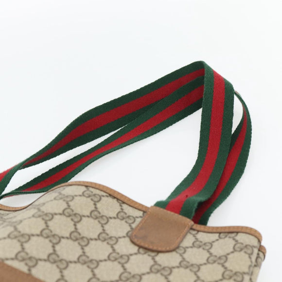 GUCCI GG Supreme Web Sherry Line Tote Bag PVC Beige Red 39 02 003 Auth 181790A