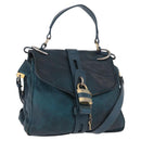 Chloe Abbey Shoulder Bag Leather 2way Blue Gold Auth 181795-1