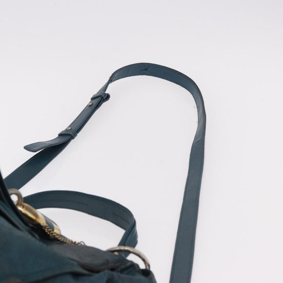 Chloe Abbey Shoulder Bag Leather 2way Blue Gold Auth 181795