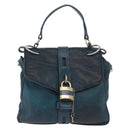 Chloe Abbey Shoulder Bag Leather 2way Blue Gold Auth 181795-13