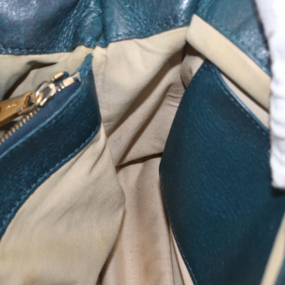 Chloe Abbey Shoulder Bag Leather 2way Blue Gold Auth 181795