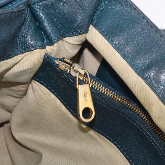 Chloe Abbey Shoulder Bag Leather 2way Blue Gold Auth 181795