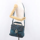 Chloe Abbey Shoulder Bag Leather 2way Blue Gold Auth 181795-28
