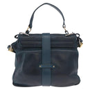 Chloe Abbey Shoulder Bag Leather 2way Blue Gold Auth 181795-2