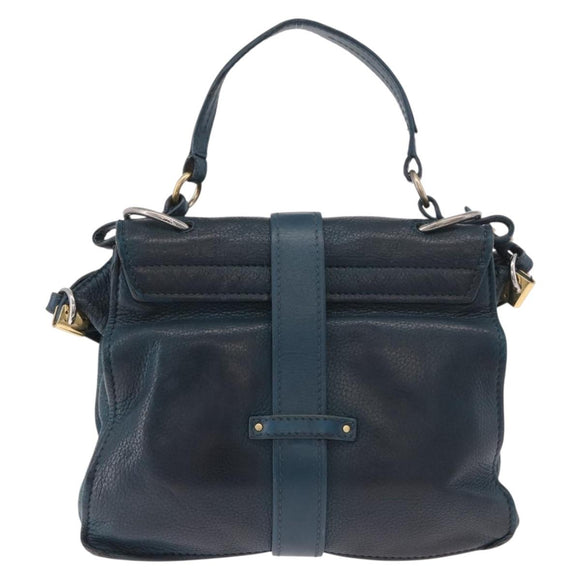 Chloe Abbey Shoulder Bag Leather 2way Blue Gold Auth 181795
