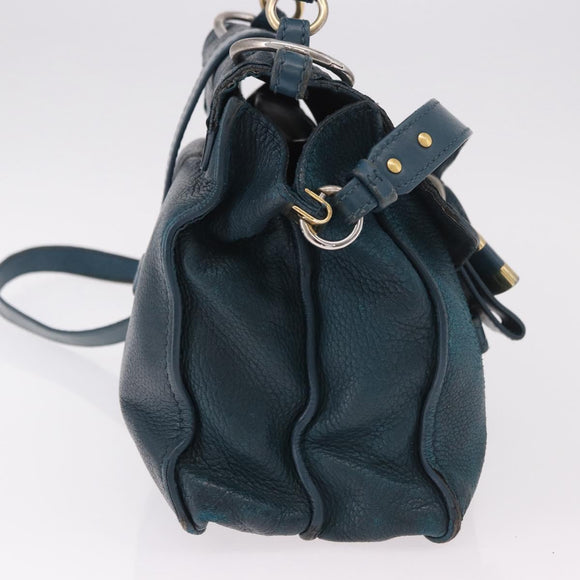 Chloe Abbey Shoulder Bag Leather 2way Blue Gold Auth 181795