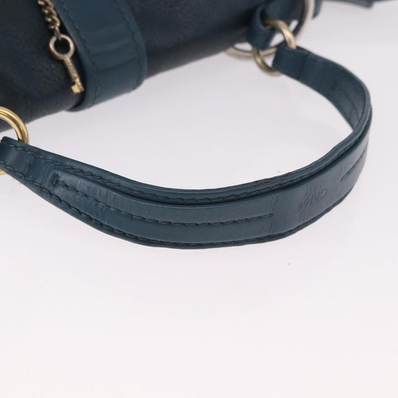 Chloe Abbey Shoulder Bag Leather 2way Blue Gold Auth 181795