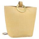 CELINE Circle Shoulder Bag Canvas Yellow Gold Auth 181797A-1