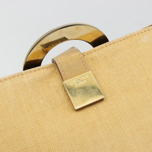 CELINE Circle Shoulder Bag Canvas Yellow Gold Auth 181797A