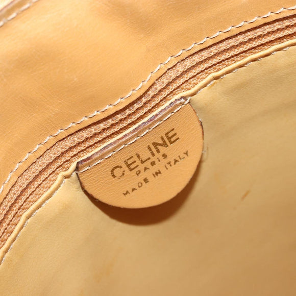 CELINE Circle Shoulder Bag Canvas Yellow Gold Auth 181797A