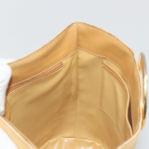 CELINE Circle Shoulder Bag Canvas Yellow Gold Auth 181797A