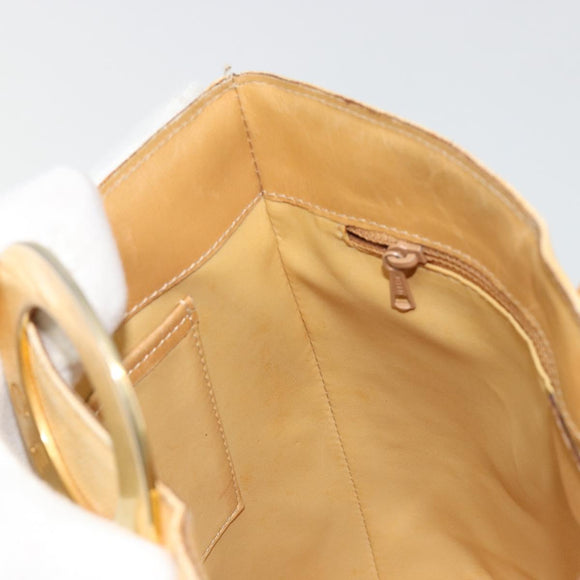 CELINE Circle Shoulder Bag Canvas Yellow Gold Auth 181797A