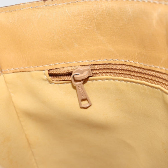 CELINE Circle Shoulder Bag Canvas Yellow Gold Auth 181797A