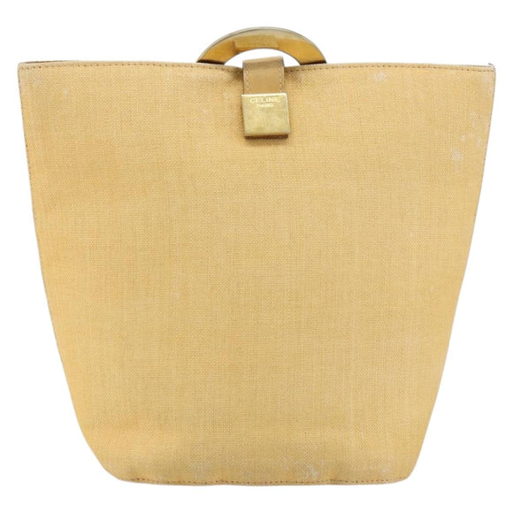 CELINE Circle Shoulder Bag Canvas Yellow Gold Auth 181797A