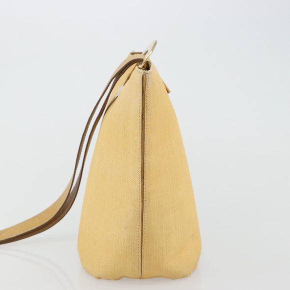 CELINE Circle Shoulder Bag Canvas Yellow Gold Auth 181797A