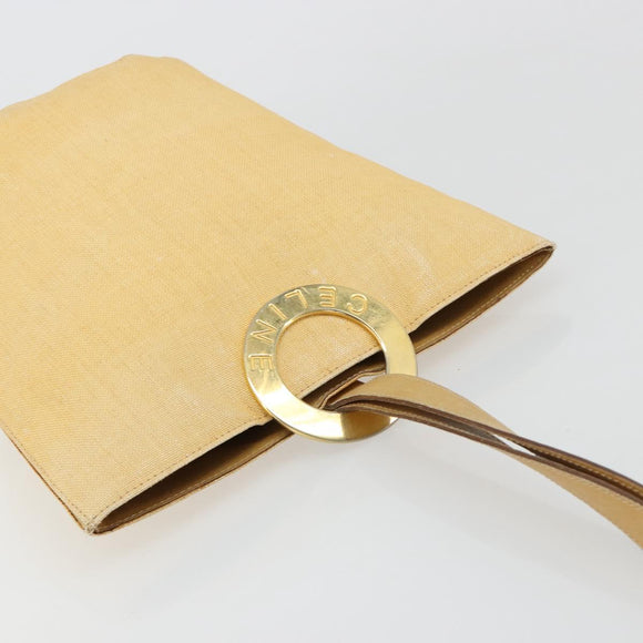 CELINE Circle Shoulder Bag Canvas Yellow Gold Auth 181797A