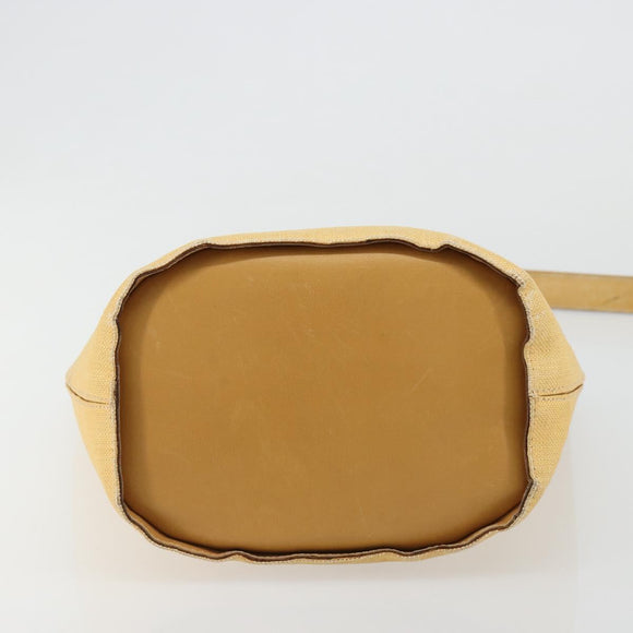CELINE Circle Shoulder Bag Canvas Yellow Gold Auth 181797A
