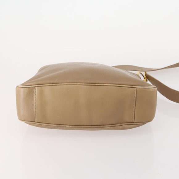 GUCCI Bamboo Shoulder Bag Leather Beige Gold 001 2113 1638 Auth 181800