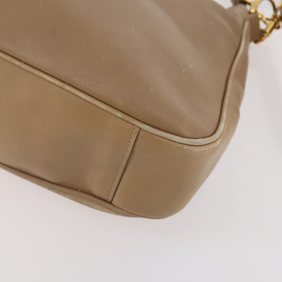 GUCCI Bamboo Shoulder Bag Leather Beige Gold 001 2113 1638 Auth 181800
