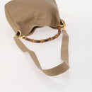 GUCCI Bamboo Shoulder Bag Leather Beige Gold 001 2113 1638 Auth 181800-7