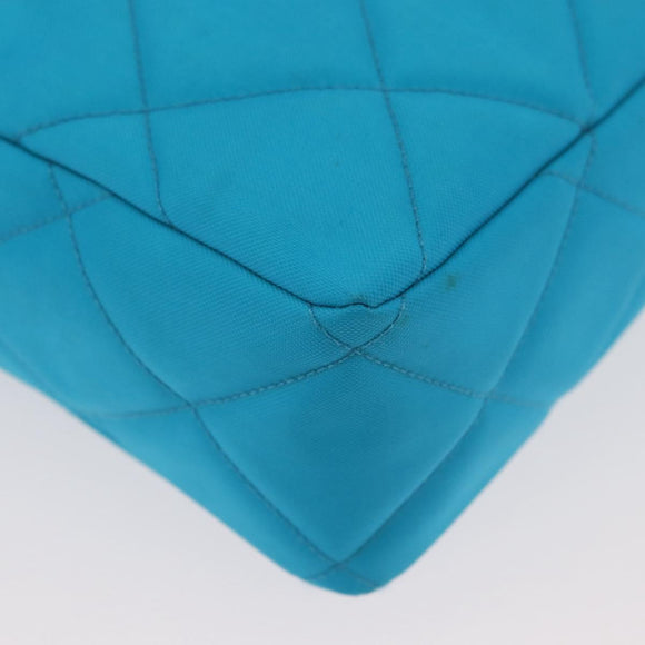 CHANEL Matelasse Chain Shoulder Bag Nylon Blue Gold CC Auth 181801SV