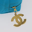 CHANEL Matelasse Chain Shoulder Bag Nylon Blue Gold CC Auth 181801SV-19