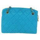 CHANEL Matelasse Chain Shoulder Bag Nylon Blue Gold CC Auth 181801SV-3