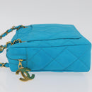 CHANEL Matelasse Chain Shoulder Bag Nylon Blue Gold CC Auth 181801SV-5