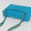 CHANEL Matelasse Chain Shoulder Bag Nylon Blue Gold CC Auth 181801SV-7