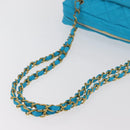 CHANEL Matelasse Chain Shoulder Bag Nylon Blue Gold CC Auth 181801SV-8