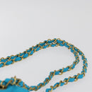 CHANEL Matelasse Chain Shoulder Bag Nylon Blue Gold CC Auth 181801SV-14