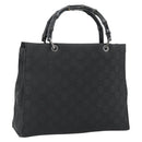 GUCCI GG Canvas Bamboo Handtasche Schwarz Silber 002 1010 Auth 181803A-1