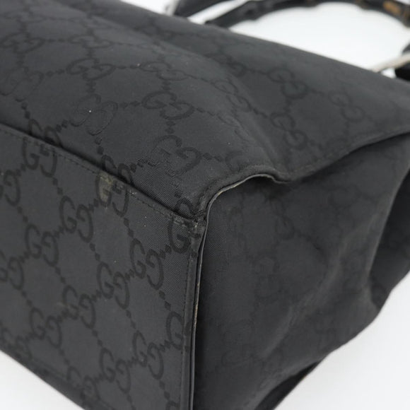 GUCCI GG Canvas Bamboo Handtasche Schwarz Silber 002 1010 Auth 181803A