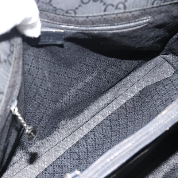 GUCCI GG Canvas Bamboo Handtasche Schwarz Silber 002 1010 Auth 181803A