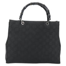 GUCCI GG Canvas Bamboo Handtasche Schwarz Silber 002 1010 Auth 181803A-2
