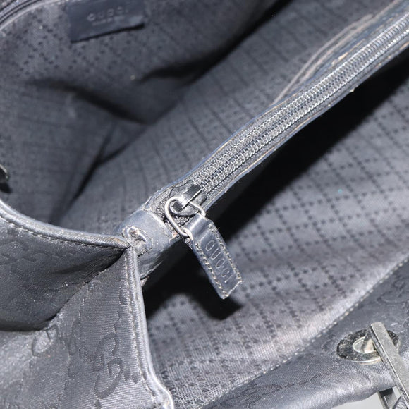 GUCCI GG Canvas Bamboo Handtasche Schwarz Silber 002 1010 Auth 181803A