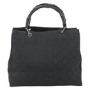 GUCCI GG Canvas Bamboo Handtasche Schwarz Silber 002 1010 Auth 181803A-3