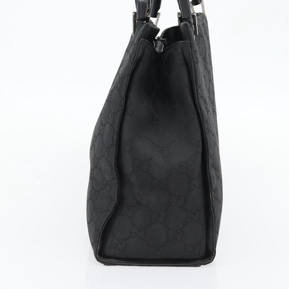 GUCCI GG Canvas Bamboo Handtasche Schwarz Silber 002 1010 Auth 181803A