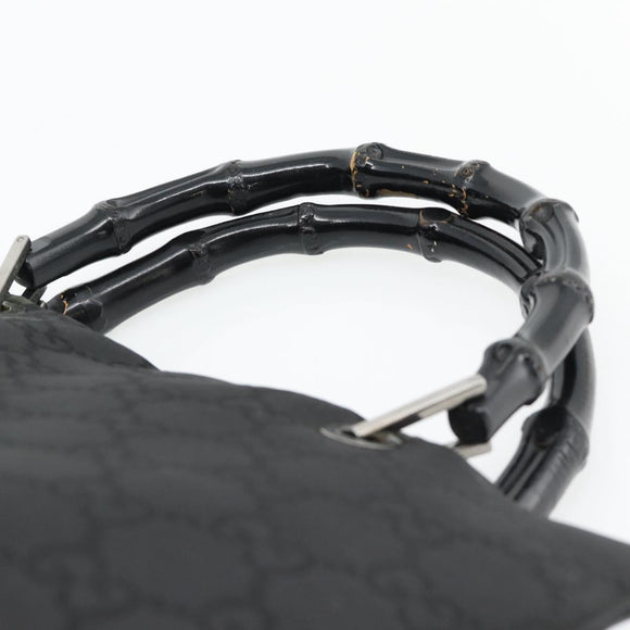GUCCI GG Canvas Bamboo Handtasche Schwarz Silber 002 1010 Auth 181803A