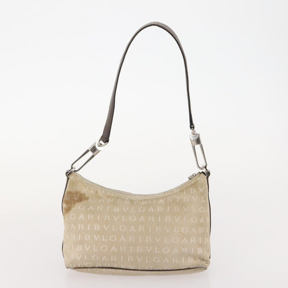 BVLGARI Hand Bag Nylon Canvas 3 Set Black Beige white Auth 181807