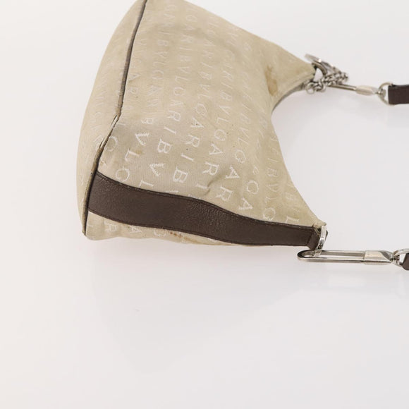 BVLGARI Hand Bag Nylon Canvas 3 Set Black Beige white Auth 181807